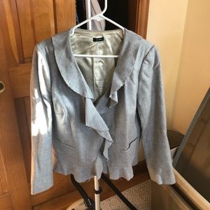 JCREW blazer grey wool ruffle